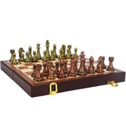 Bộ bàn cờ vua WK-BCV0013 bằng kim loại hộp gỗ lót nhung (vintage)