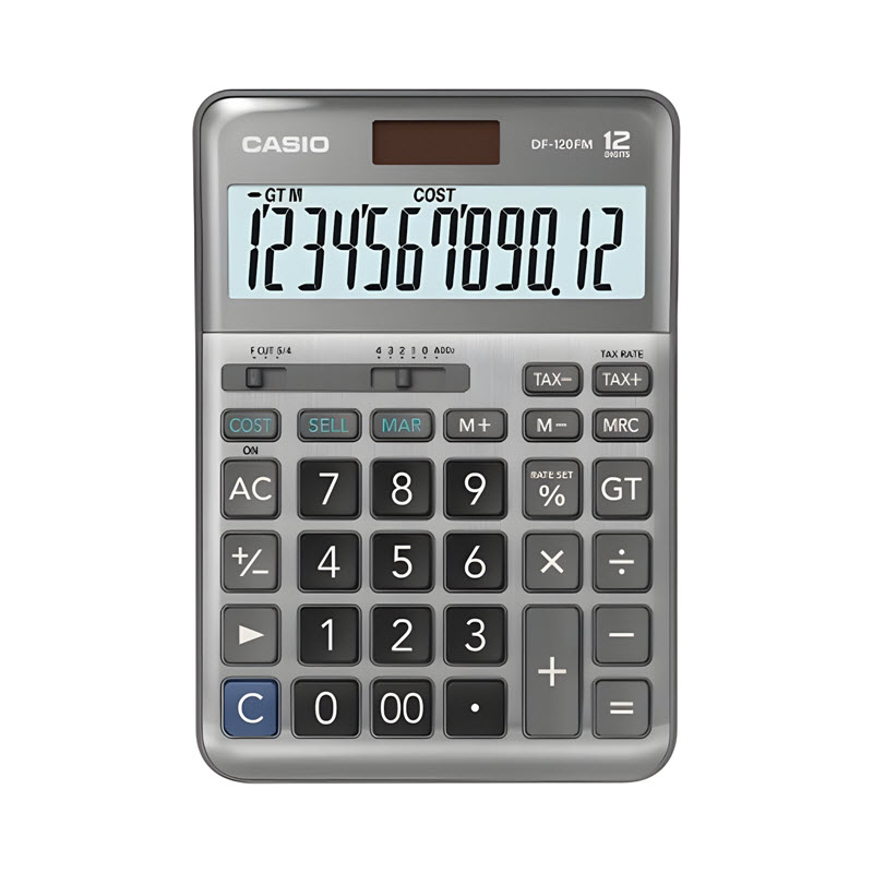 máy tính casio df-120fm màu xám