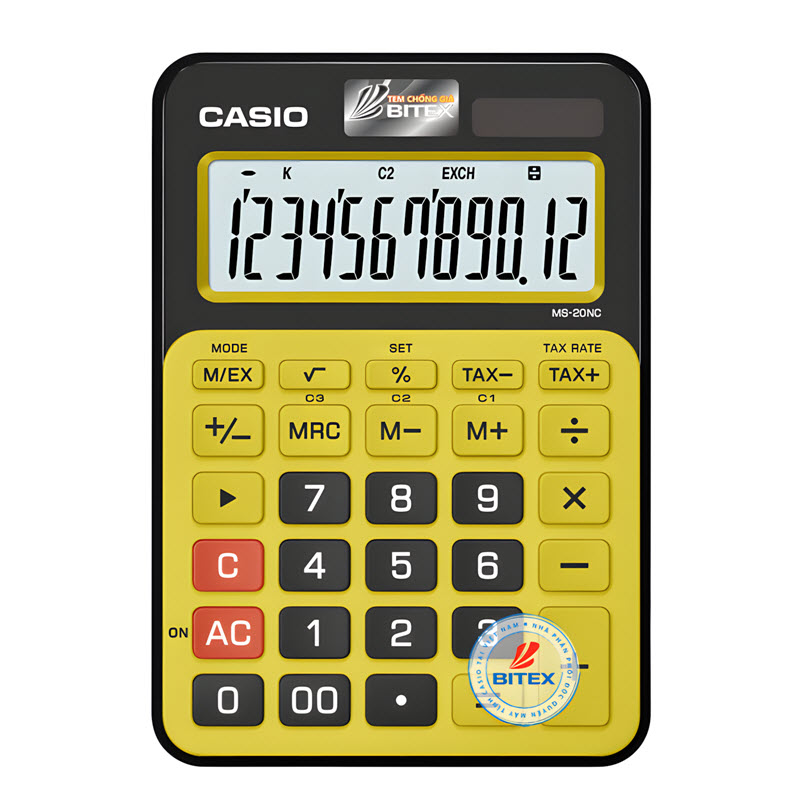 máy tính casio ms-20nc màu vàng