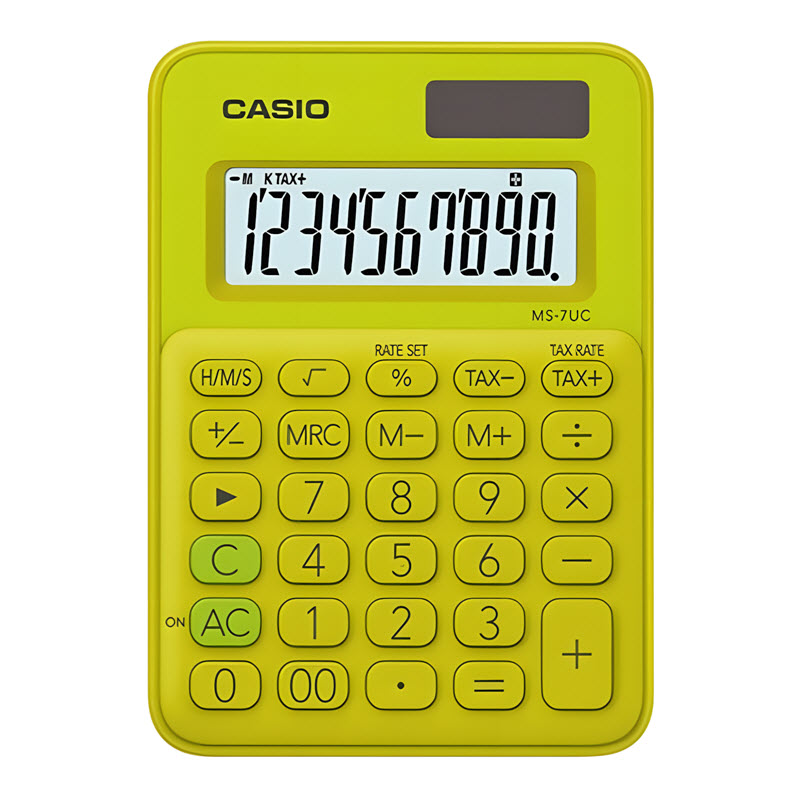 máy tính casio ms-7uc màu vàng chanh