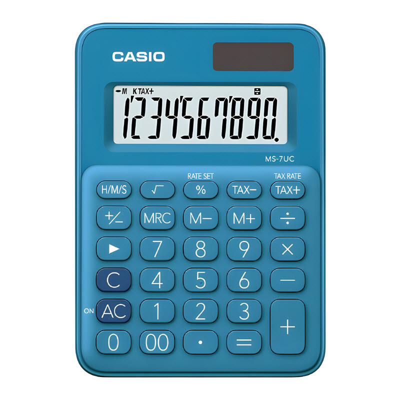 máy tính casio ms-7uc màu xanh dương