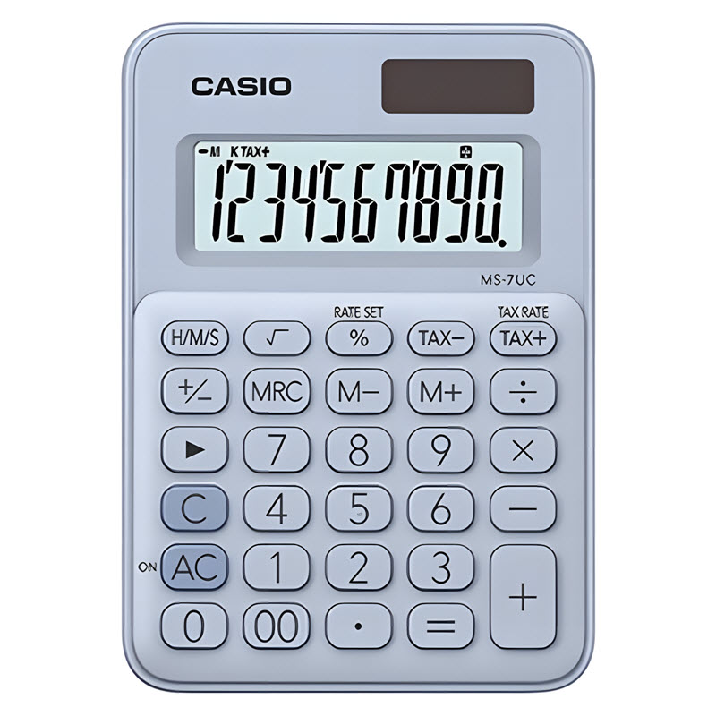 máy tính casio ms-7uc màu xanh dương nhạt