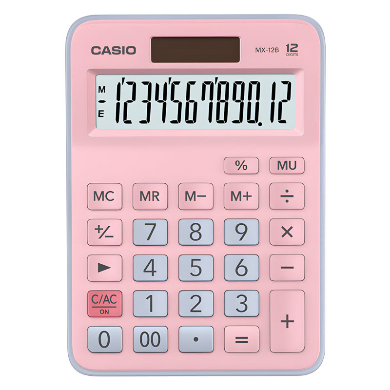 máy tính casio mx-12b màu hồng xanh