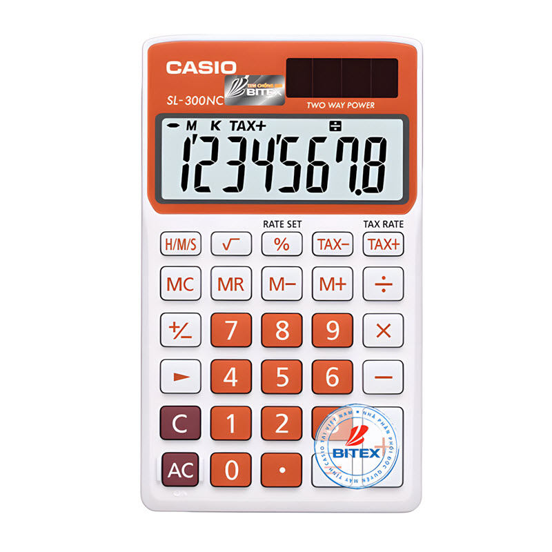 máy tính casio sl-300nc màu cam trắng