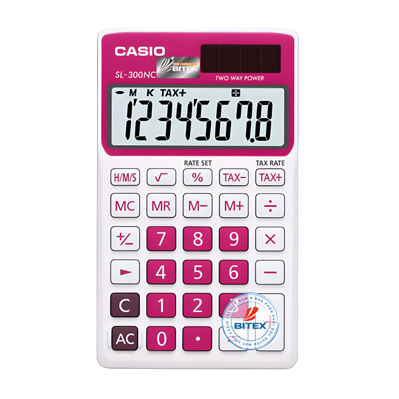 máy tính casio sl-300nc màu hồng trắng